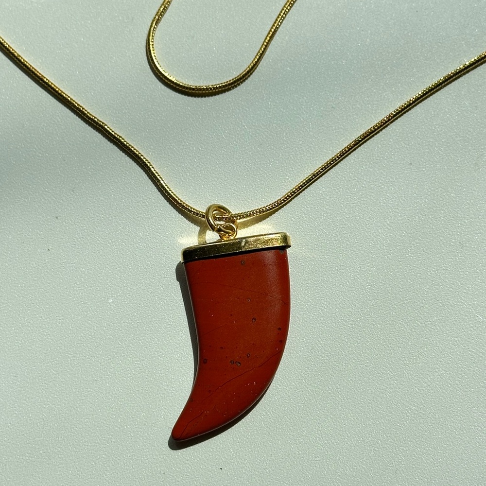 Carnelian Claw Necklace on gold plated chain